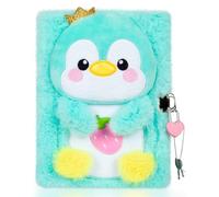 YOYTOO Penguin Diary for Girls with Lock and Keys, Cute Penguin Journal Notebook for Kids, Plush Lock Diary with 160 Lined Pages for Writing Drawing, Birthday Gifts for Girls