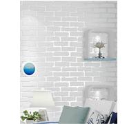 YOYUMI 3D Relief Brick Pattern - White - 53 * 300cm | Non-woven fabric wallpaper for clothing stores, restaurants, and cafes