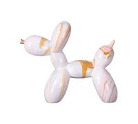 YOYUMI Graffiti Balloon Dog Sculpture Ornament, Artistic Resin Statue for Living Room, Bedroom and Office Decor, Anti-Slip Design, 8.5 * 22 * 18cm-Cream Pink