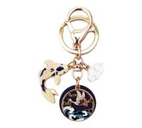YOYUMI Keychain Fortune Koi Cloud Keychain Chinese Style Pray For Good Luck Key RingPendant Blue Flying Crane