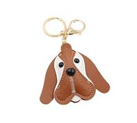 YOYUMI Keyrings Beagle Animal Bag Pu Accessories Small Pendant Long Ears Puppy Leather Key Chain Car Key Accessories SmallBrown