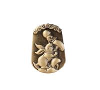 YOYUMI Keyrings Pure Brass Retro Zodiac Small Copper Coin Antique Three Dimensional Car Keychain Pendant Pendant ZodiacRabbit