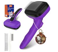 YOYUPETA 3 PCS Dog Grooming Kit - Self Cleaning Slicker Brush for Shedding Short & Long Haired Dogs & Cats. Removes Loose Fur, Undercoat, Mats, Tangles. Suit for Small, Medium & Large Pets. Purple