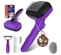 YOYUPETA 5 PCS Dog Grooming Kit - Self Cleaning Slicker Brush for Shedding Short & Long Haired Dogs & Cats. Removes Loose Fur, Undercoat, Mats, Tangles. Suit for Small, Medium & Large Pets. Purple