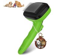 YOYUPETA Dog Self Cleaning Slicker Brush for Shedding, Ideal for Short Long Haired Dogs, Including Cat. Removes Loose Fur, Undercoat, Mats, Tangled Hair. Suit for Small Medium Large Animal, Green