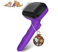 YOYUPETA Dog Self Cleaning Slicker Brush for Shedding, Ideal for Short Long Haired Dogs, Including Cat. Removes Loose Fur, Undercoat, Mats, Tangled Hair. Suit for Small Medium Large Animal, Purple
