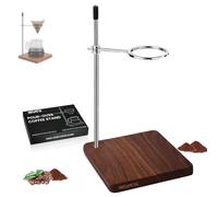 YOYUPETA Pour Over Coffee Stand, Height Adjustable Hand Drip Cone Filter Holder, Premium Solid Walnut Wood Base & 304 Stainless Steel Dripper Station for Home Cafe Station, Walnut（Stand Only）