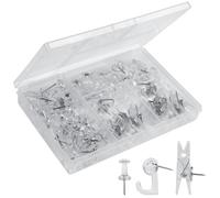 YOYUSH Push Pin Set, 60 Pcs Transparent Mixed Push Pins with Storage Box, Reusable Drawing Pins, Hook Pin, Clip Pin, Multi Functional Push Pin Set for Cork Notice Pinboard Bulletin Board