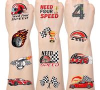 Yoyuspy Racing Car Temporary Tattoos - 200+ Need Four Speeds, Birthday Decorations, Plaid Flag, Temporary Tattoos, Kids Gifts, Happy 4th Birthday Decorations, Boys