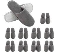 YOZAIUUI 10 Pairs Hotel Slippers for Guests: Closed Toe Disposable Slippers with Non-Slip EVA Sole Soft Coral Fleece Spa Slipper for Women Men Home Bathroom Travel
