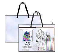 YOZAIUUI 2Pcs Transparent Art Portfolio Bag: 25x19 Inch Large Portfolio Folder Set Storage Bag Waterproof Plastic Mesh Art Folder Case with Zipper & Handle for Paintings Posters Scrapbooks Supplies