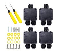YOZAIUUI 4 PCS Waterproof Junction Box Outdoor: 3-way IP68 Waterproof, Supports Cable Diameter 5 - 15 mm, Black