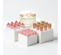 YOZAIUUI 4Pcs Buffet Risers Stand White: 7/8/9/10in Food Display Stand Reusable Dessert Stands with Hollow Bottoms for Catering Dessert Jewelry Collectibles