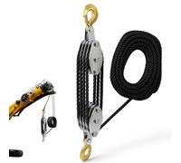 YOZAIUUI Block and Tackle Pulley System - 4400LB Rope Hoist | Heavy Duty Steel Wheel with 20m Cord for Garage or Warehouse Lifting and Moving Objects