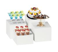 YOZAIUUI Buffet Risers and Stands: 4 Pcs Large Acrylic Food Display Stand Set for Catering Cake Dessert Jewelry for Party White (5"/6"/7"/8")