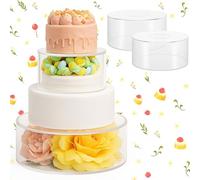 YOZAIUUI Clear Acrylic Cake Stand 2 Pack: 6 & 10 Inch Fillable Cake Stand Stackable Round Food Dessert Display Holder for Wedding Anniversary Birthday Party