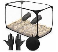 YOZAIUUI Mushroom Growing Still Air Box: 90 × 60 × 60 cm Foldable Transparent Mycology Box with Gloves Sealed Clean Workspace for Mushroom Cultivation