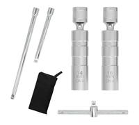 YOZAIUUI Thin Wall Spark Plug Socket Set - 6Pcs Magnetic Tool | 12 Point Universal Joint with 3/8 Inch Drive Extension Bars for 14mm or 16mm Automotive Repairing