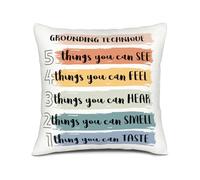 Yozegar Counseling Office Must Haves Pillow Cover Inspirational Quote Grounding Technique Mental Health Pillow Case for Therapy Office Classroom Home School,Therapist Depression Gifts 18 X 18 Inch
