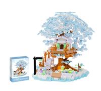 Yozelux Cherry Blossom Tree Building Block Set, 690 PCS Japanese Sakura Tree House Building Kit, Flowers House Model Sets for Adults, Bonsai Home Decoration Construction Gift for Teens Adults