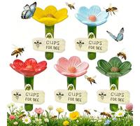 Yozexin 5PCS Bee Watering Station for Garden, Water Cups For Bees, Flower Shaped Bee Cups for Garden, Colorful Flower Pollinator Drinking Feeder with Stake Base, Outdoor Bees Waterer for Yard Lawn