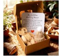 Yozexin Worry Bear Hug in a Box, Mini Worry Bear with Inspirational Card,Emotional Support Crochet Bearss, for Christmas and Valentine's Day,Gifts for Friends Family