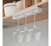 yozhch 2 Pack Wine Glasses Holder Self-Adhesive, Hanging Wine Glass Rack Under Shelf, No Drilling Wine Glass Holders Storage, Under Cabinet Stemware Hanger, White