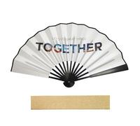 yozhch Folding Hand Fan, Chinese Style Handheld Silk Fan, Black Border Bamboo Fan, Golden Silk Lining Gift Box Package (White)