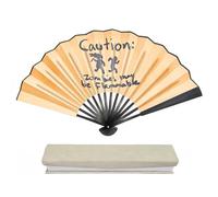 yozhch Folding Hand Fan, Chinese Style Handheld Silk Fan, Black Border Bamboo Fan, Golden Silk Lining Gift Box Package (Brown)
