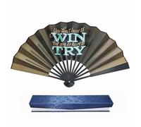 yozhch Folding Hand Fan, Chinese Style Handheld Silk Fan, Black Border Bamboo Fan, Golden Silk Lining Gift Box Package (Black)