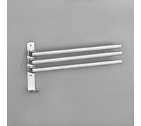yozhch Kitchen Swivel Towel Rack Wall Mounted, Bathroom Rotating Chrome Towel Rail, Lavatory Swing Small Towel Holder Folding Bar, Nail-Free Adhesives/Drilling Installation (3 Arms Length 35 cm)