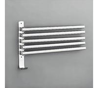 yozhch Kitchen Swivel Towel Rail Wall Mounted Towel Rack, Rotating Bathroom Chrome Towel Rail, Swing Toilet Towel Holder Folding Bar, Nail-Free Adhesives/Drilling Installation (Length 35cm 5 Arms)