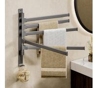 yozhch Swivel Towel Rail Wall Mounted, Bathroom Rotating Small Towel Rack, Lavatory Swing Hand Towel Holder Folding Bar, 5 Arm Length 32cm, Grey