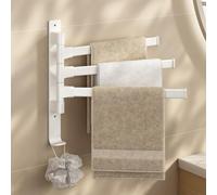 yozhch Swivel Towel Rail Wall Mounted, Bathroom Rotating Small Towel Rack, Lavatory Swing Hand Towel Holder Folding Bar, 3 Arm Length 32cm, White