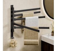 yozhch Swivel Towel Rail Wall Mounted, Bathroom Rotating Small Towel Rack, Lavatory Swing Hand Towel Holder Folding Bar, 5 Arm Length 32cm, Black