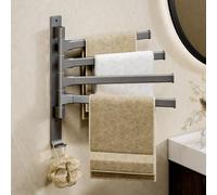 yozhch Swivel Towel Rail Wall Mounted, Bathroom Rotating Small Towel Rack, Lavatory Swing Hand Towel Holder Folding Bar, 4 Arm Length 32cm, Grey