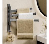 yozhch Swivel Towel Rail Wall Mounted, Bathroom Rotating Small Towel Rack, Lavatory Swing Hand Towel Holder Folding Bar, 3 Arm Length 32cm, Grey