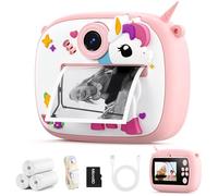 YOZISS Kids Camera Instant Print, 1080P Instant Print Camera with MicroSD, Birthday Gift for Boys Girls Age 3 to 12(Pink Pony)