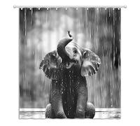 YOZSLGU Elephant Shower Curtain Funny Cute Wild Animal Raindrop Background Grey Bathroom Decor Curtains Set with Hooks