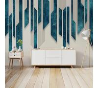 YOZYOOOZ Abstract Geometric Pattern Blue Art 3D Mural self-Adhesive Wallpaper for Living Room Bedroom Dining Room Home Decoration Office