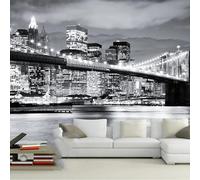 YOZYOOOZ Black and White City Night View Bridge Background 3D Mural Tear and Stick Wallpaper Suitable for Bedroom Living Room TV Background Decoration