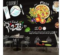 YOZYOOOZ Blackboard Hand-Painted Coffee Pizza Cake Peel and Stick 3D Mural Wall Art Decoration Suitable for Bedroom Living Room Wallpaper