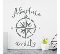 YOZYOOOZ Compass Wall Sticker Bedroom Decor Adventure Awaits Wall Sticker Compass Sticker Living Room Decor Boys Modern Fashion Room Decor