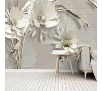 YOZYOOOZ Embossed Floral White Flowers Modern 3D murals Peel and Stick self-Adhesive Wallpaper Suitable for Bedroom Office Decoration