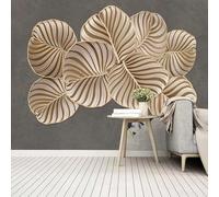 YOZYOOOZ Gold Embossed Line Creative Plant Leaves 3D Wallpaper Large Custom Mural Suitable for Bedroom Living Room Modern Art Wallpaper