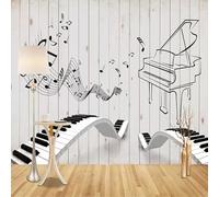 YOZYOOOZ Hand-Painted Wood Board Piano Music Symbol 3D Wallpaper for Kindergarten Bedroom Living Room Children's Room TV Sofa Background Wall