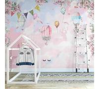 YOZYOOOZ Nordic Pink Cloud hot air Balloon Flower 3D Mural Suitable for Living Room Bedroom Corridor Modern Wall Art Home Decoration
