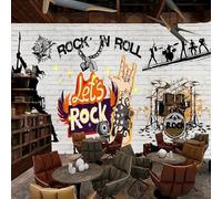 YOZYOOOZ Retro Brick Music Rock Graffiti 3D Wallpaper for Kindergarten Bedroom Living Room Children's Room TV Sofa Background Wall