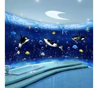 YOZYOOOZ Wallpaper Killer Whale Ocean World Mural Bathroom Wallpaper Teens Boys Girls Kids Room Animal Art Mural