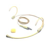 YPA MICROPHONES 6028 Headset Headworn Microphone - 3.5mm Thread Screw Lock for Sennheiser Wireless Bodypack Transmitter - Beige Uni-Directional